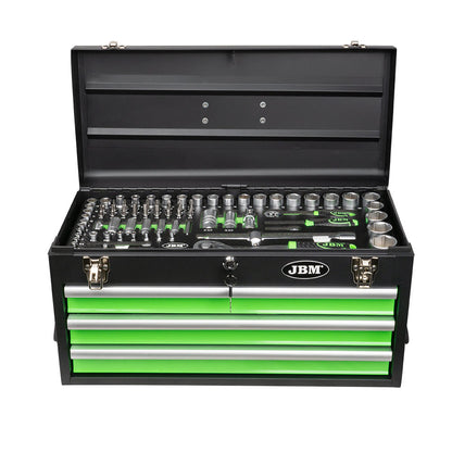 METAL BOX WITH 143 PIECES ZINC PLATED TOOLS