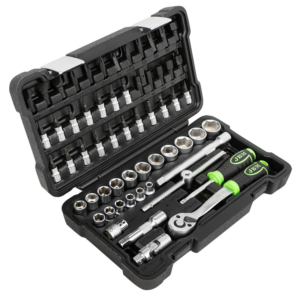 59 PIECE TOOL CASE WITH 3/8" HEXAGON SOCKETS, ZINC PLATED