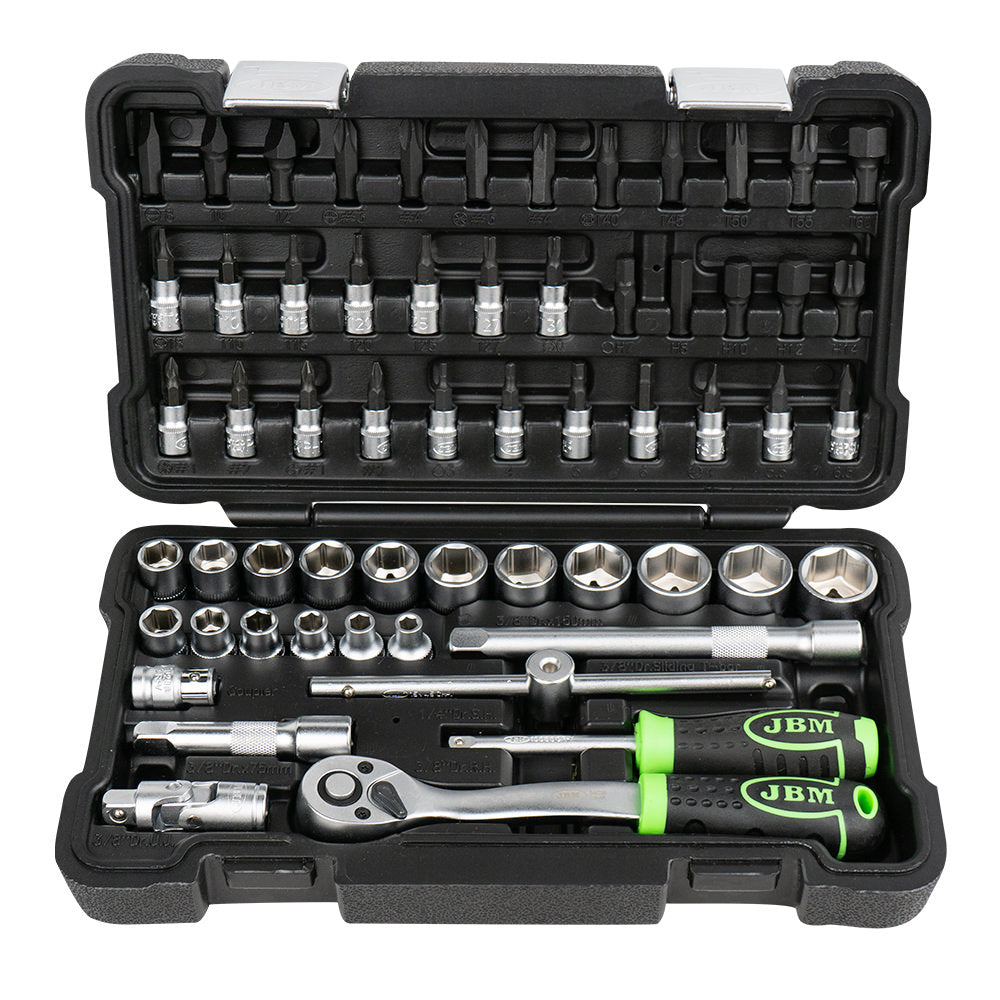 59 PIECE TOOL CASE WITH 3/8" HEXAGON SOCKETS, ZINC PLATED