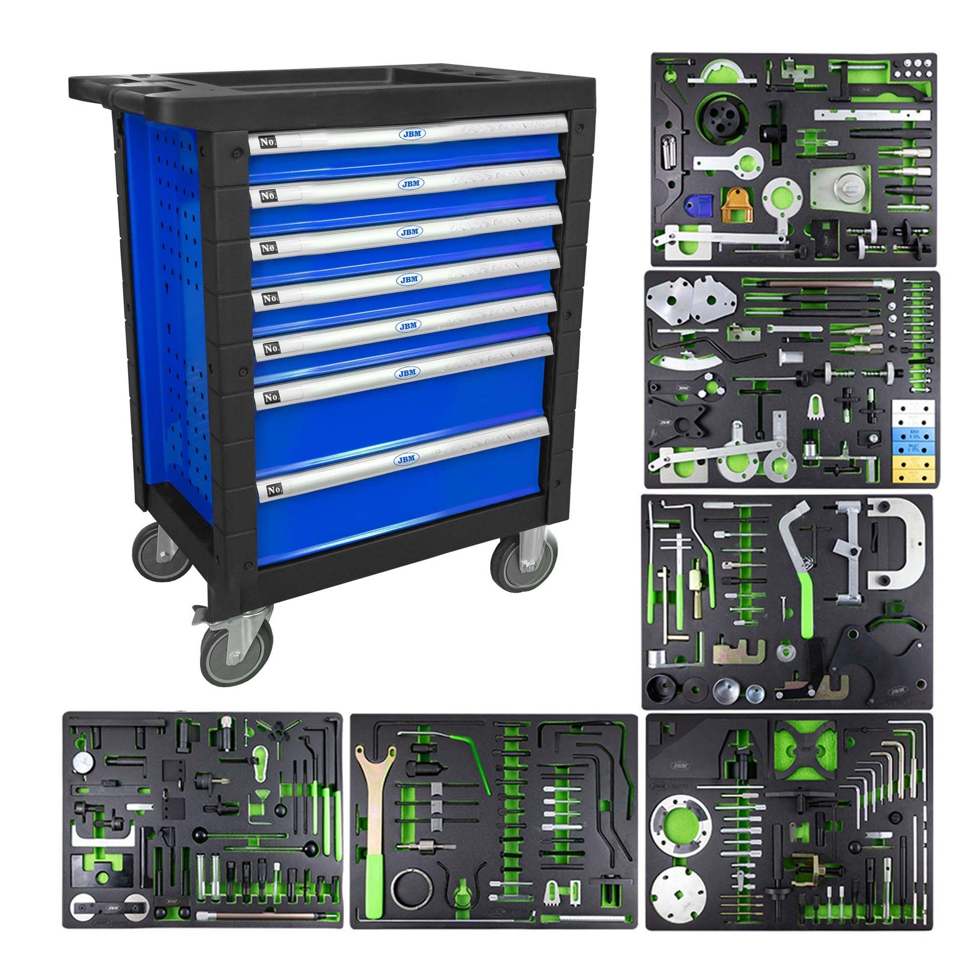 SPECIAL TOOL TROLLEY WITH 7 DRAWER BLUE WORKMANSHIP KIT