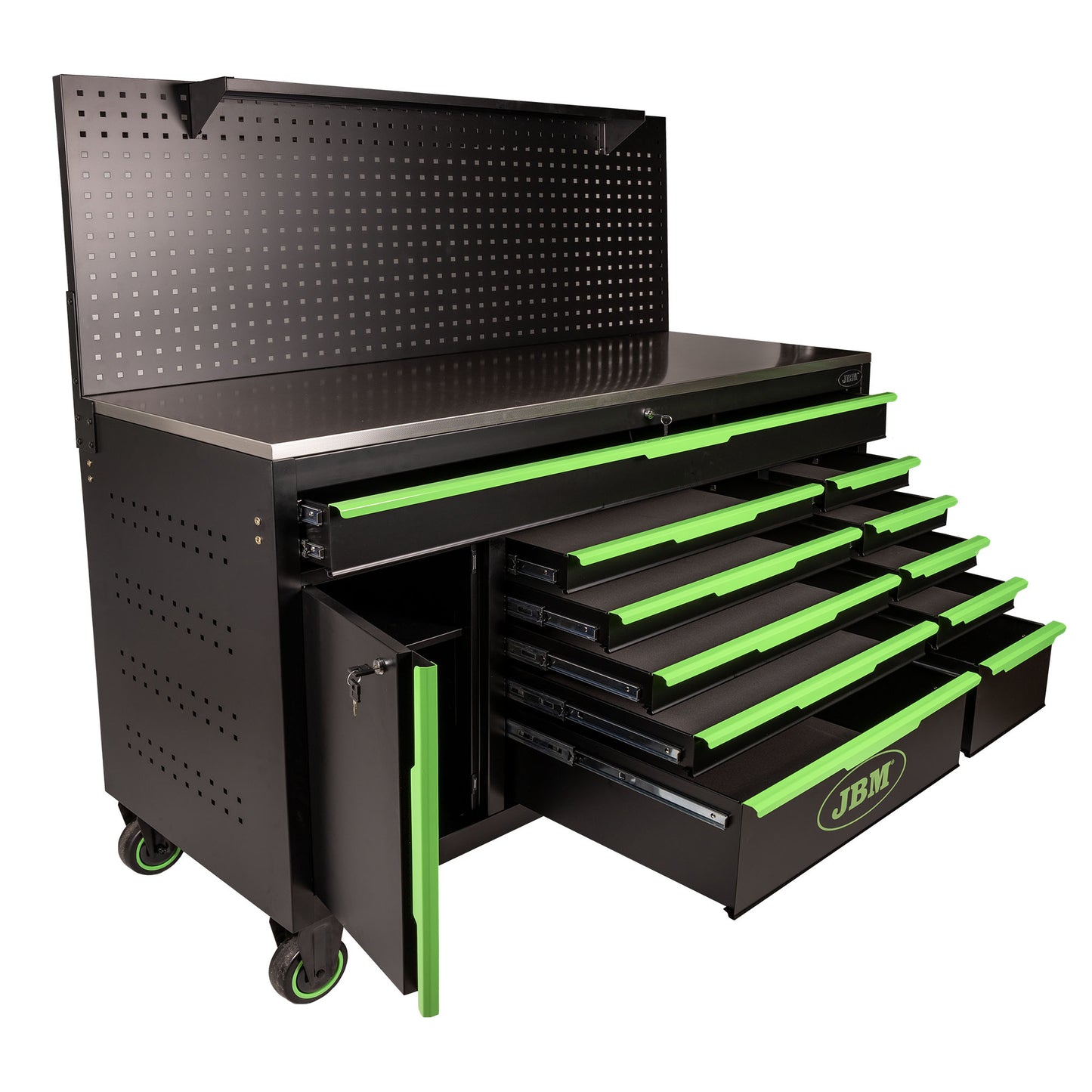 11 DRAWER TOOL CART WITH PERFORATED PANEL