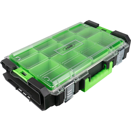 STACKABLE TOOL BOX WITH 12 COMPARTMENTS