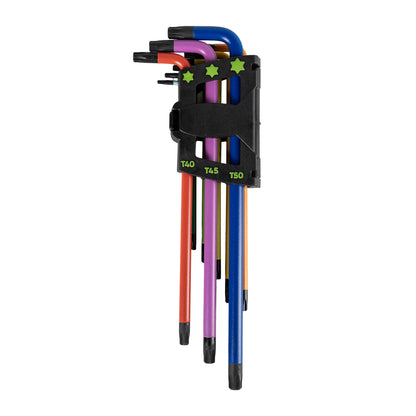 SET DE 9 LLAVES TORX DE COLORES EXTRALARGAS