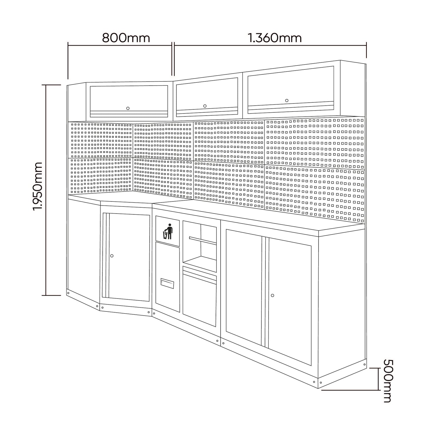 CONJUNTO DE MUEBLES MODULARES (6PCS) - EXTENSIÓN ANGULAR