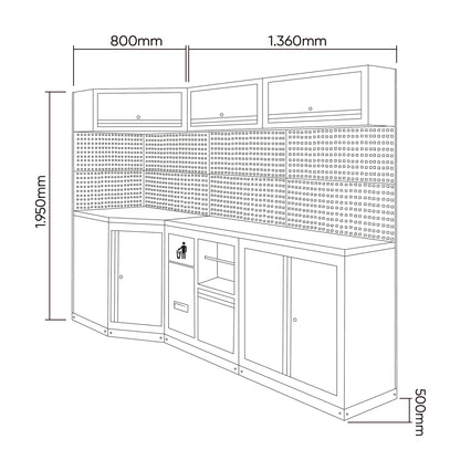 CONJUNTO DE MUEBLES MODULARES (6PCS) - EXTENSIÓN ANGULAR